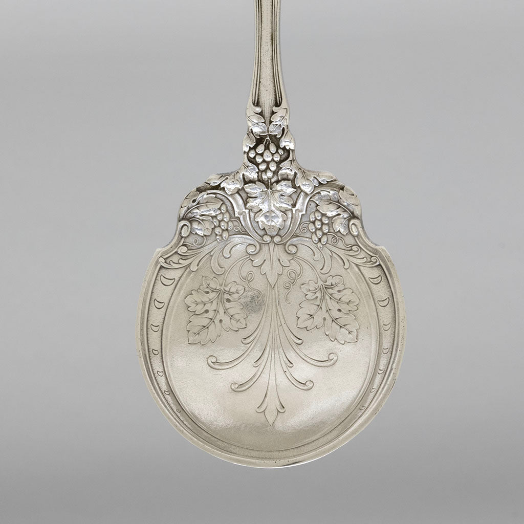 Bowl detail of Gorham &#39;H&#39; Pattern Antique Sterling Silver Art Nouveau Serving Spoon, c. 1900