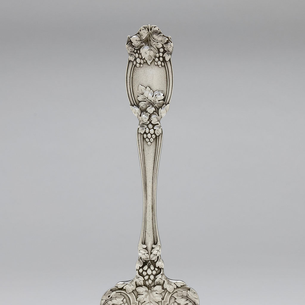Handle detail of Gorham &#39;H&#39; Pattern Antique Sterling Silver Art Nouveau Serving Spoon, c. 1900