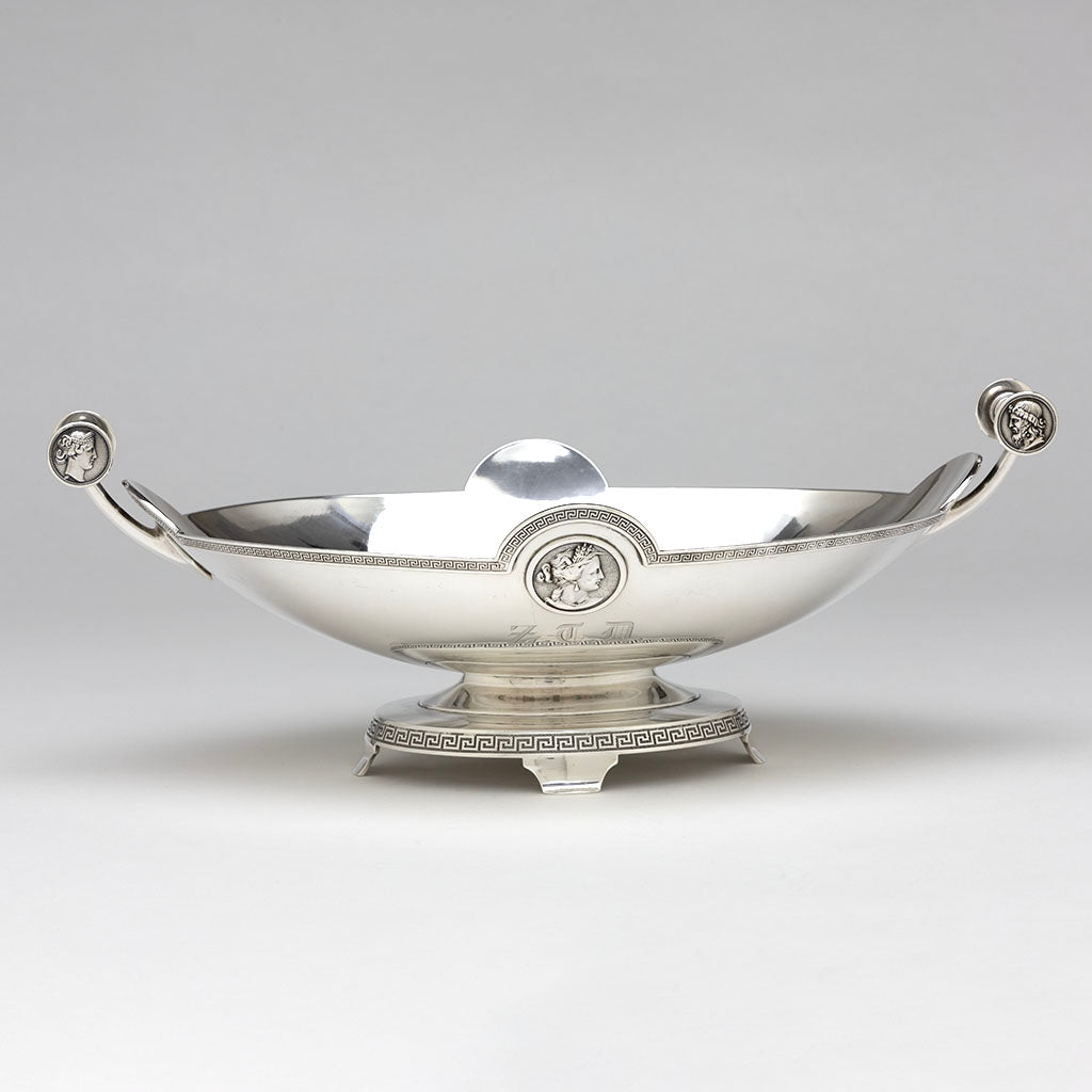 Gorham Manufacturing Company Coin Silver Medallion Centerpiece Bowl, retailed by Tiffany &amp; Co., c. 1865