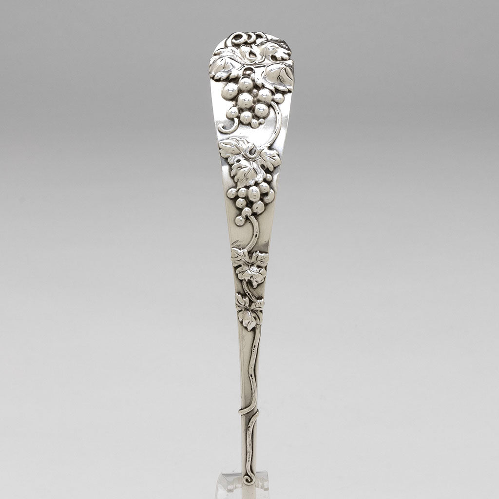 Detail of Frank Smith Antique Sterling Silver Grapevine Punch Ladle, Gardner, MA, c. 1900