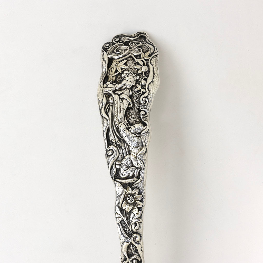 Handle detail of Gorham Antique Sterling Silver &#39;Hizen&#39; Pattern Soup Ladle, Providence, RI, c. 1880