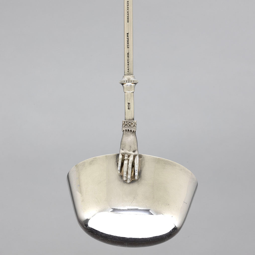 Bowl outside of Gorham &#39;Lady&#39; Pattern Antique Sterling Silver Soup Ladle, Providence, RI, c. 1868