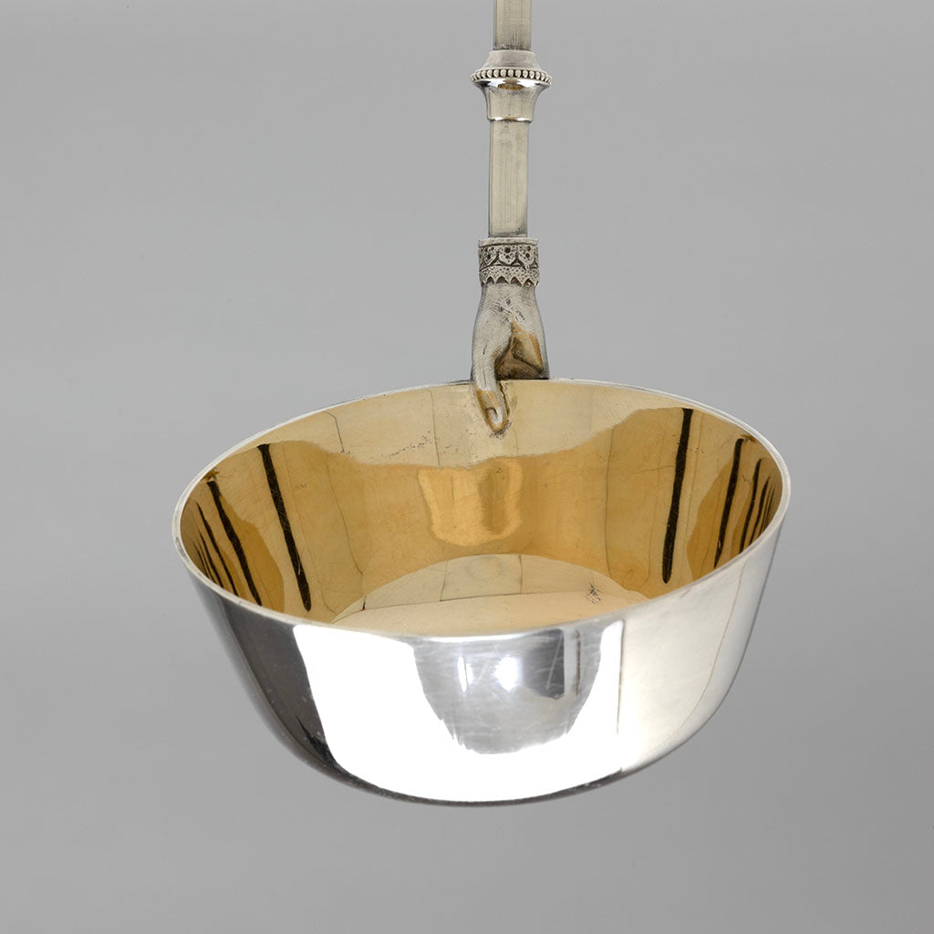 Palm view of Gorham &#39;Lady&#39; Pattern Antique Sterling Silver Soup Ladle, Providence, RI, c. 1868