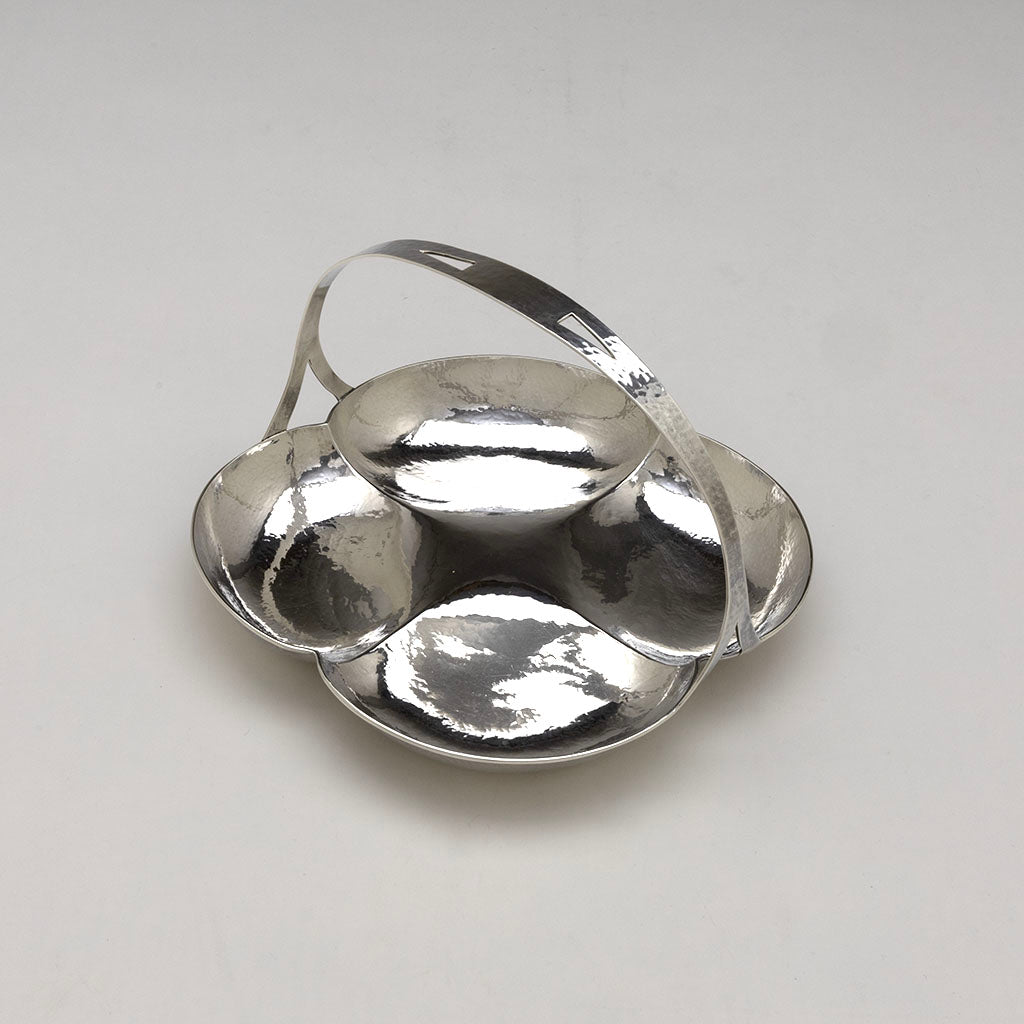 Top view of Lebolt Sterling Silver Arts &amp; Crafts Basket, Chicago, 1915