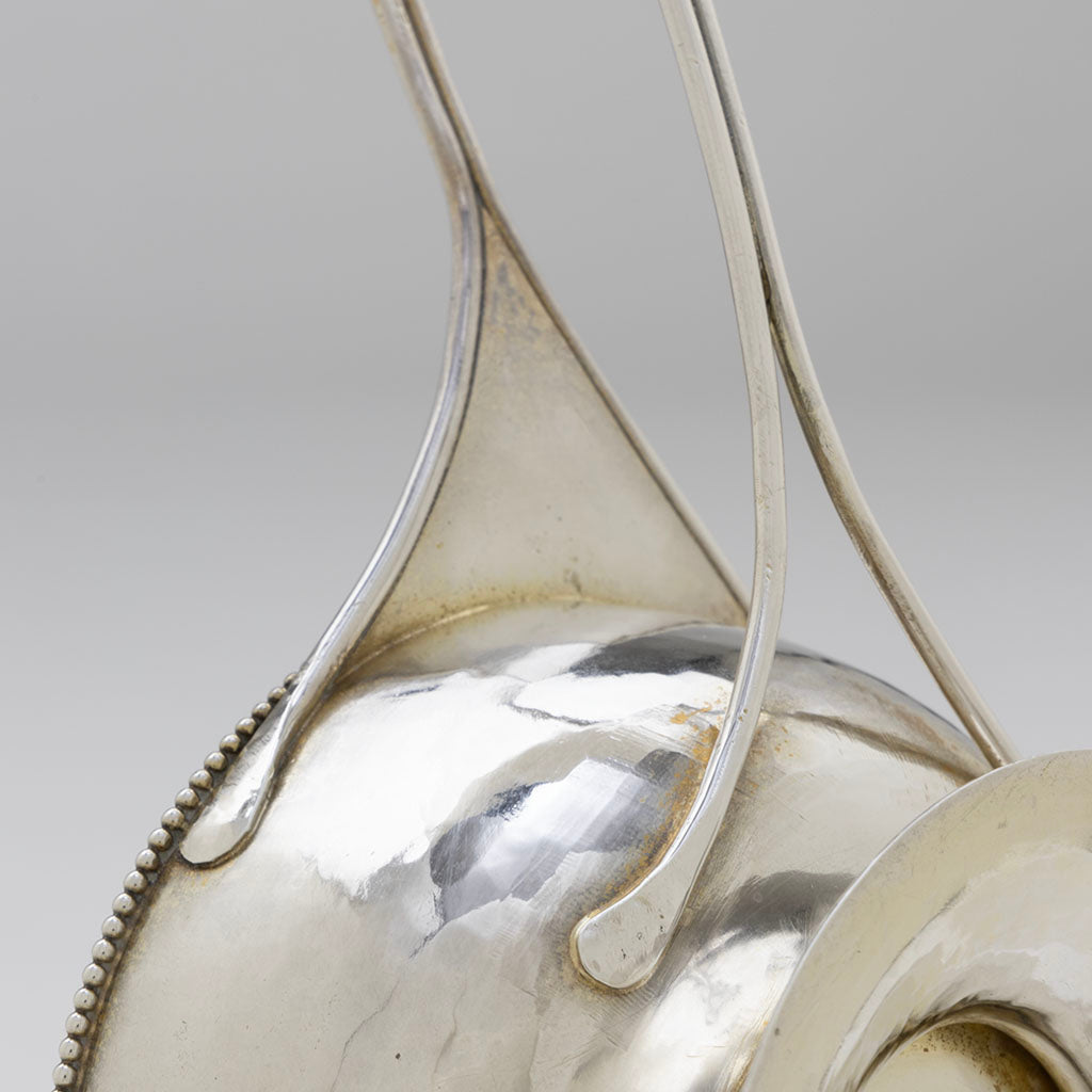Attachments on Marcus &amp; Co Sterling Silver and Turquoise 2-handled Condiment Dish, NYC, NY, c. 1902-17