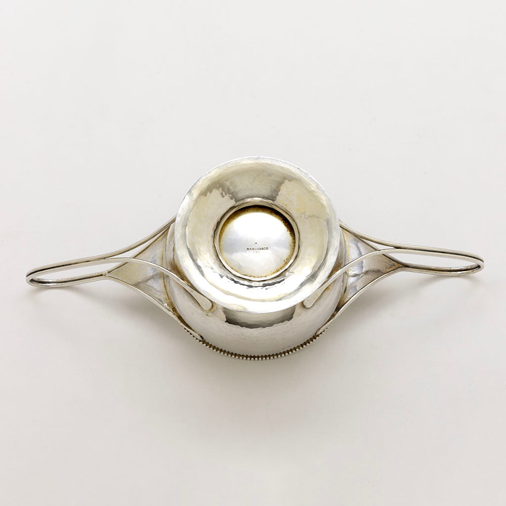 Underside of Marcus &amp; Co Sterling Silver and Turquoise 2-handled Condiment Dish, NYC, NY, c. 1902-17