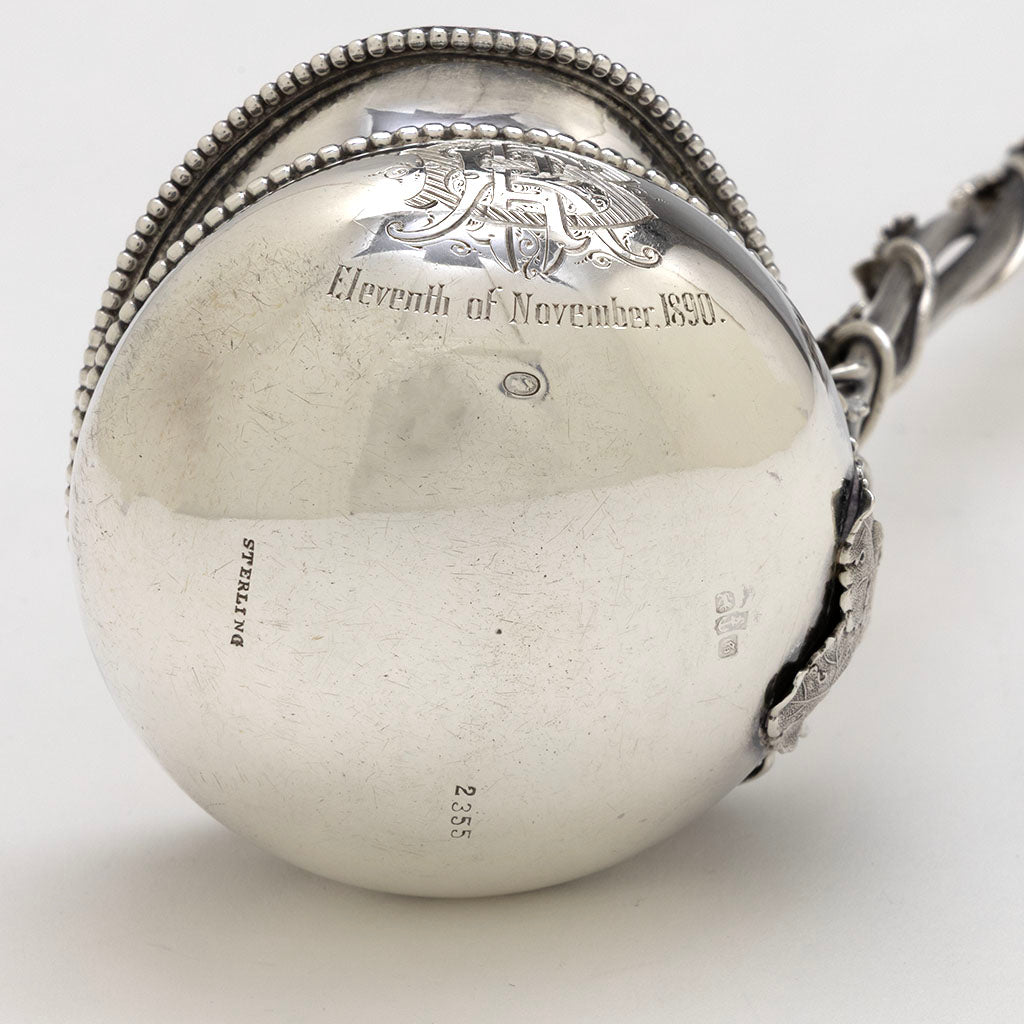 Marks on Gorham Antique Sterling silver Figural Bacchus Ladle, Providence, RI, 1889