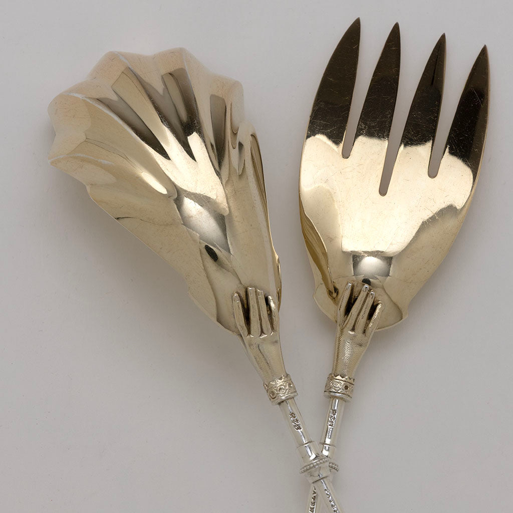 Bowl backs of Gorham &#39;Lady&#39;s Pattern Antique Sterling Silver salad set, Providence, RI, c. 1868