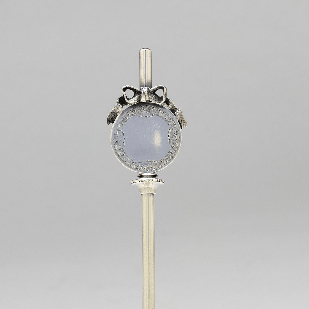 Front handle of Gorham &quot;Lady&#39;s&quot; Pattern Antique Sterling Silver Cheese Scoop, Providence, RI, c. 1868