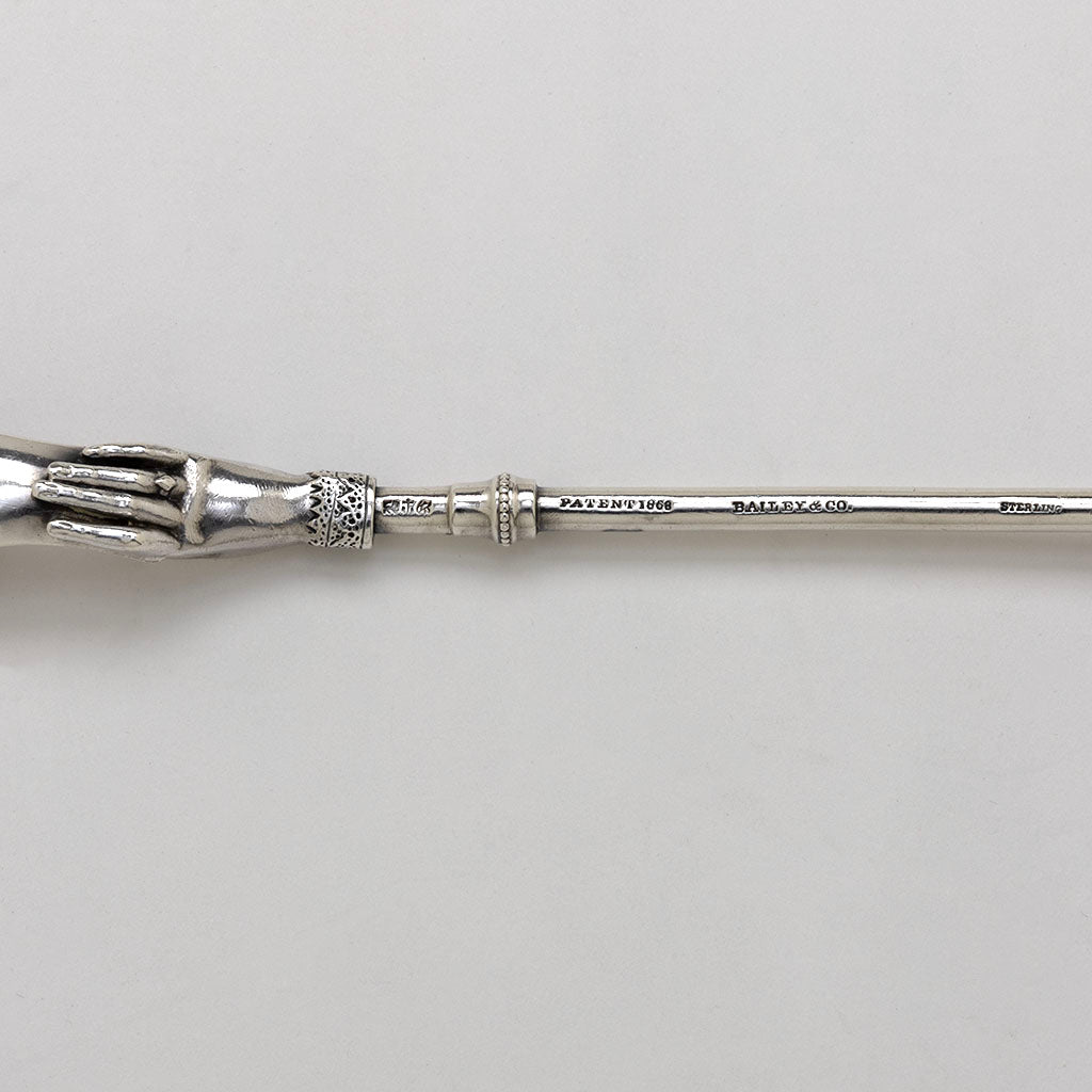 Marks on Gorham &quot;Lady&#39;s&quot; Pattern Antique Sterling Silver Cheese Scoop, Providence, RI, c. 1868