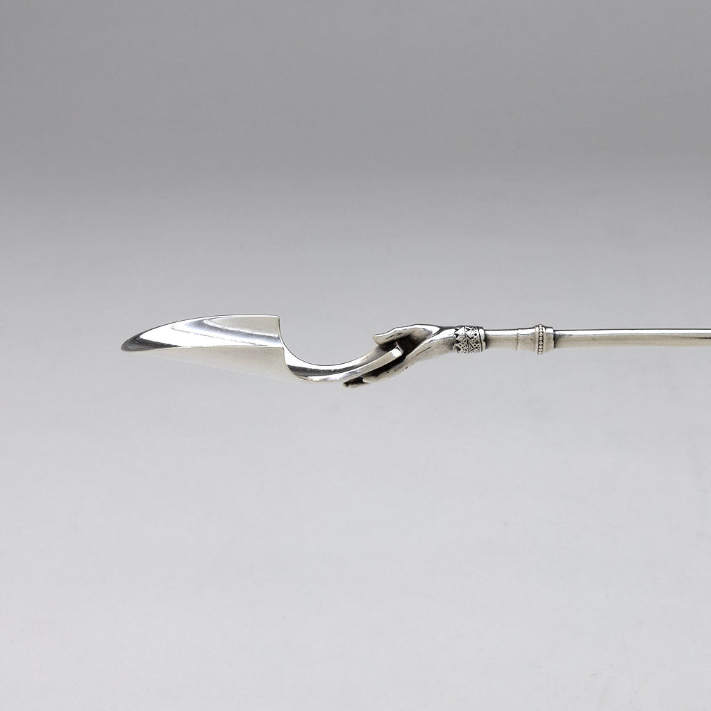 Bowl of Gorham &quot;Lady&#39;s&quot; Pattern Antique Sterling Silver Cheese Scoop, Providence, RI, c. 1868