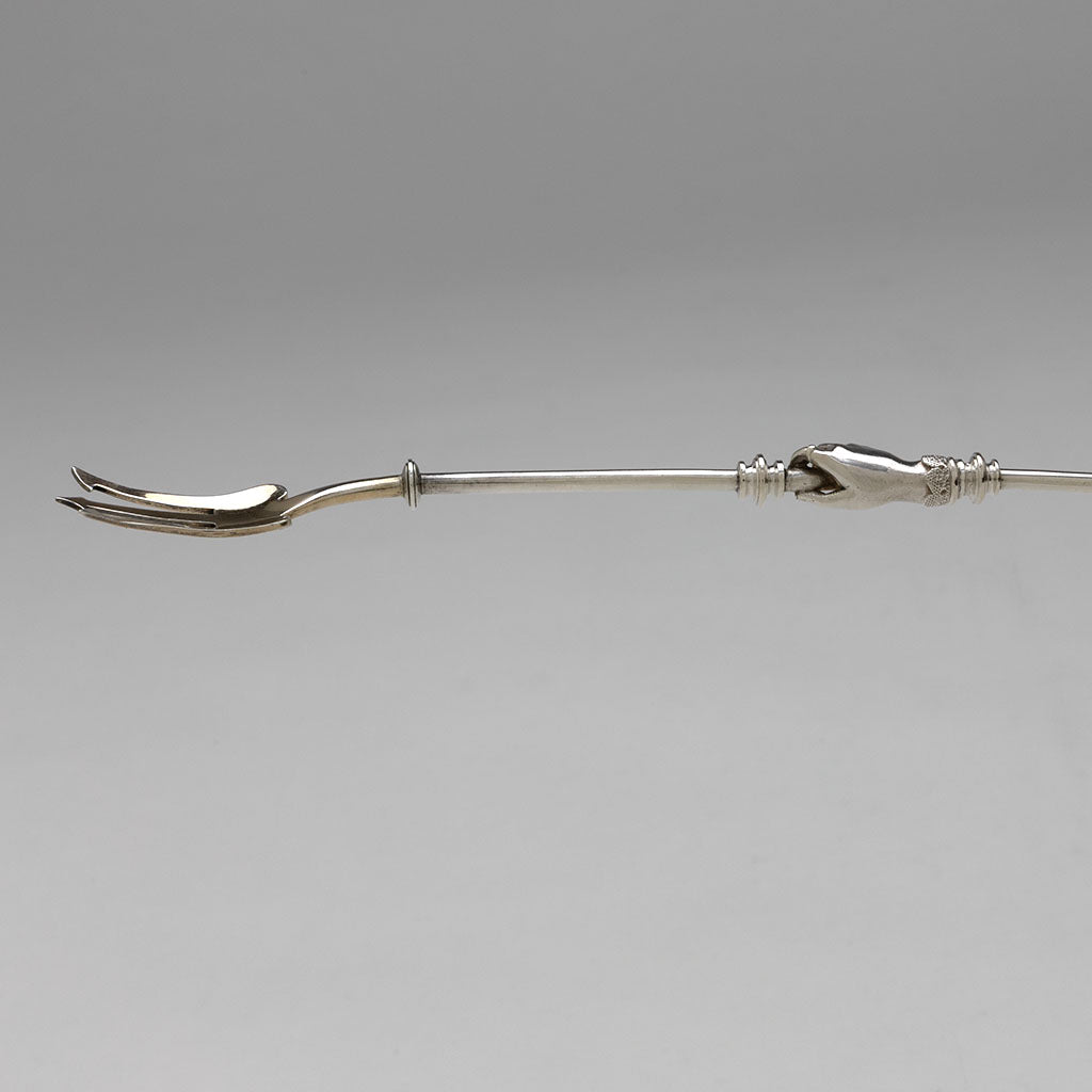 Hand of Gorham &quot;Lady&#39;s&quot; Pattern Antique Sterling Silver Double-Olive Server, Providence, RI, c. 1868