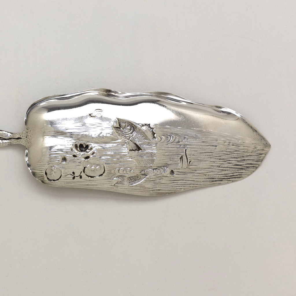 Back of blade to Gorham Antique Sterling Silver &#39;Hizen&#39; Pattern Fish Serving Set, Providence, RI, c. 1880