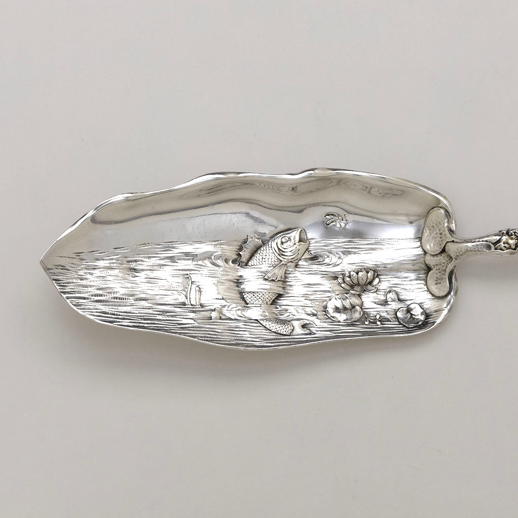 Blade detail of Gorham Antique Sterling Silver &#39;Hizen&#39; Pattern Fish Serving Set, Providence, RI, c. 1880
