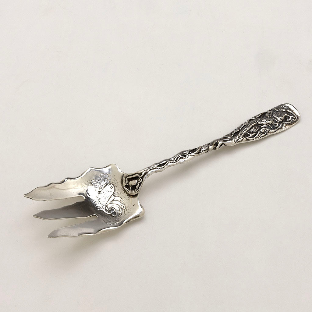 Gorham Antique Sterling Silver 'Hizen' Pattern Salad Serving Fork, Providence, RI, c. 1880