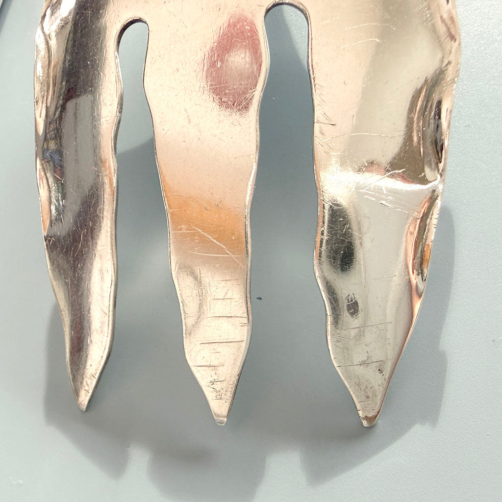 Scratches to back of tines of Gorham Antique Sterling Silver 'Hizen' Pattern Salad Serving Fork, Providence, RI, c. 1880