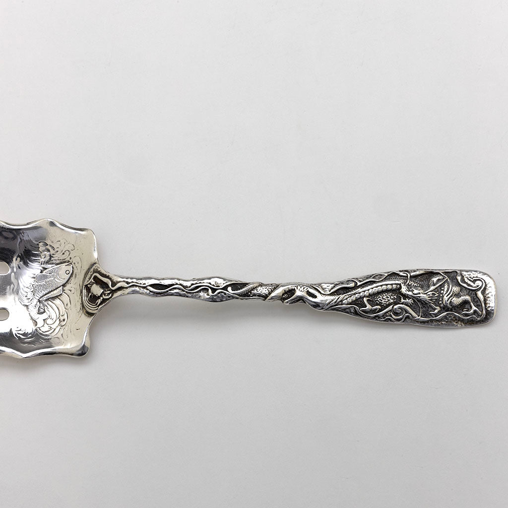 Handle to Gorham Antique Sterling Silver 'Hizen' Pattern Salad Serving Fork, Providence, RI, c. 1880