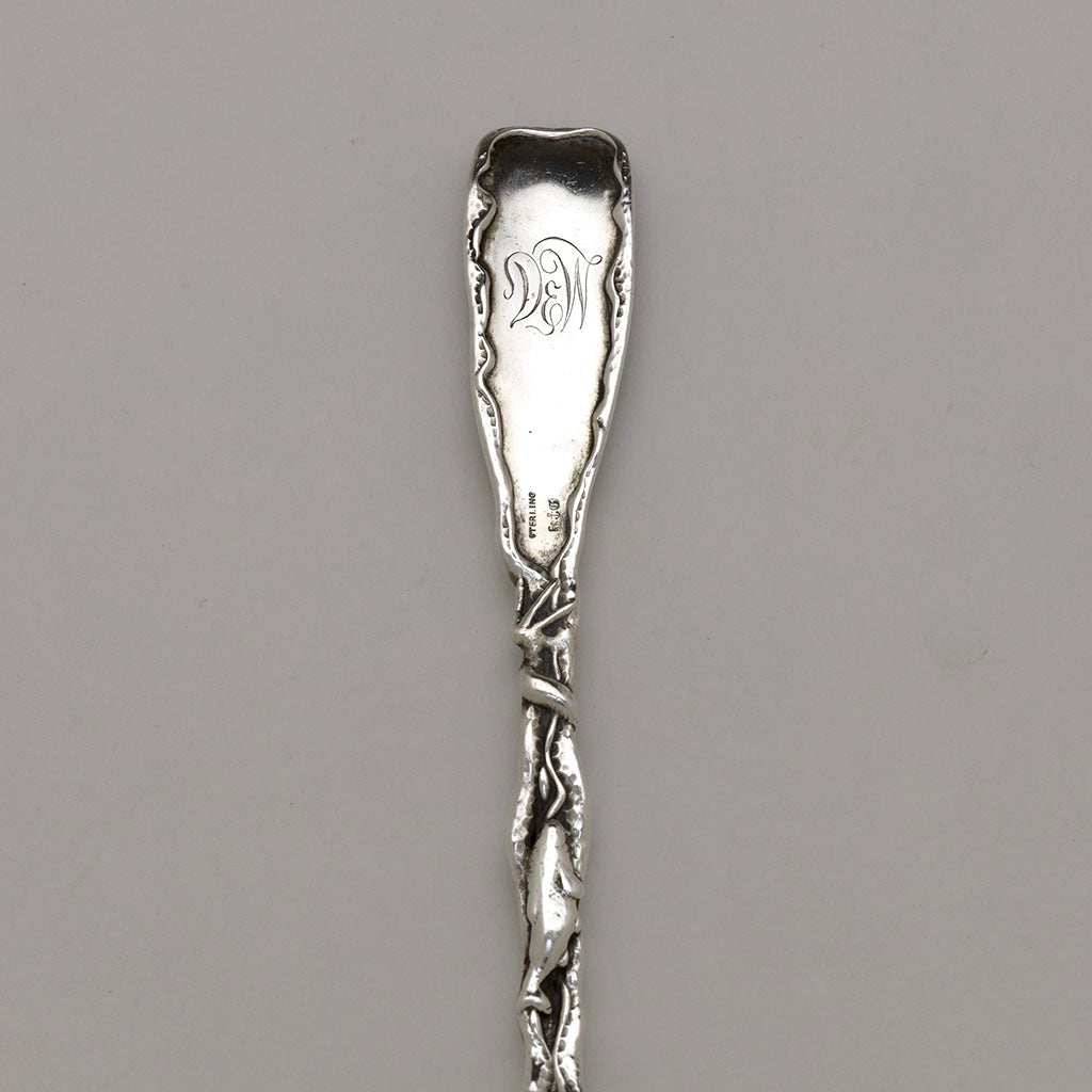 Monogram and marks on Gorham Antique Sterling Silver 'Hizen' Pattern Salad Serving Fork, Providence, RI, c. 1880