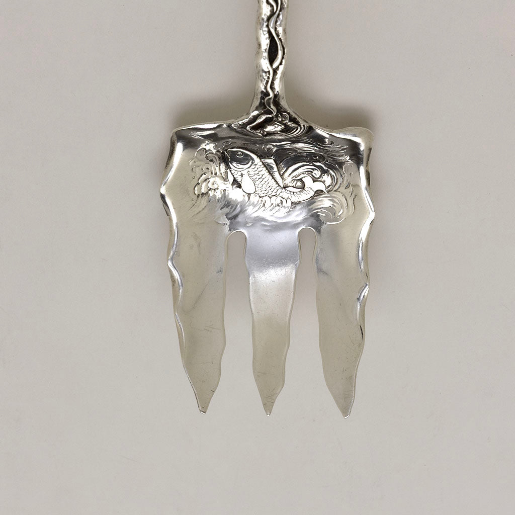 Tines of Gorham Antique Sterling Silver 'Hizen' Pattern Salad Serving Fork, Providence, RI, c. 1880