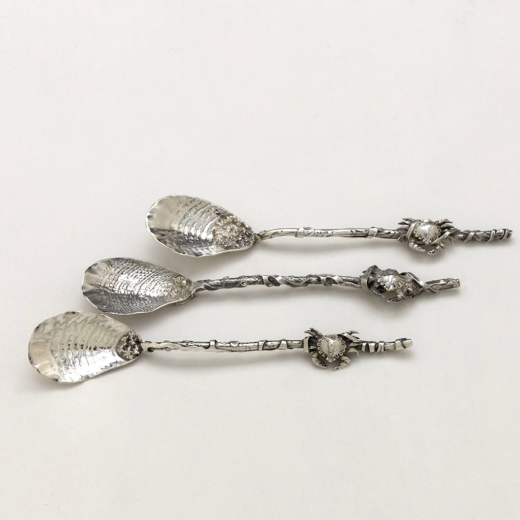 Gorham Nautical Antique Sterling Silver Five O'clock Tea Spoons-3, Providence, RI, c. 1888
