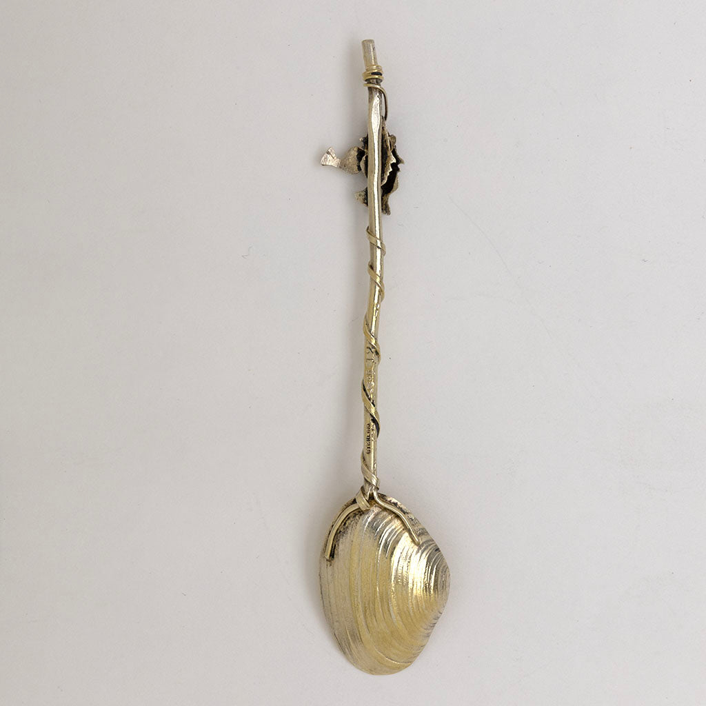 Back of Gorham Nautical Antique Sterling Silver Gilt Number &#39;12&#39; 5-O&#39;clock Tea Spoon, Providence, RI, c. 1888