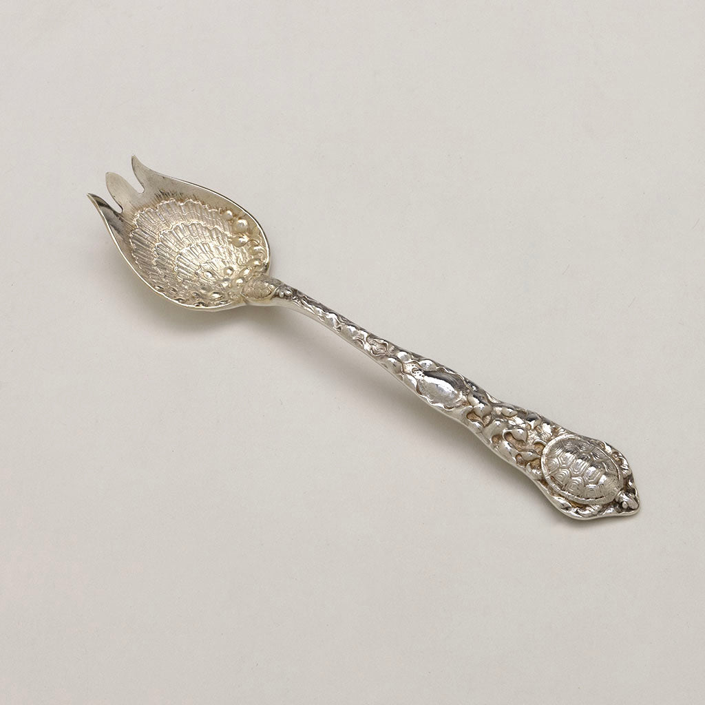 Gorham 'H22' Pattern Antique Sterling Silver Terrapin Fork, Providence, RI, c. 1880