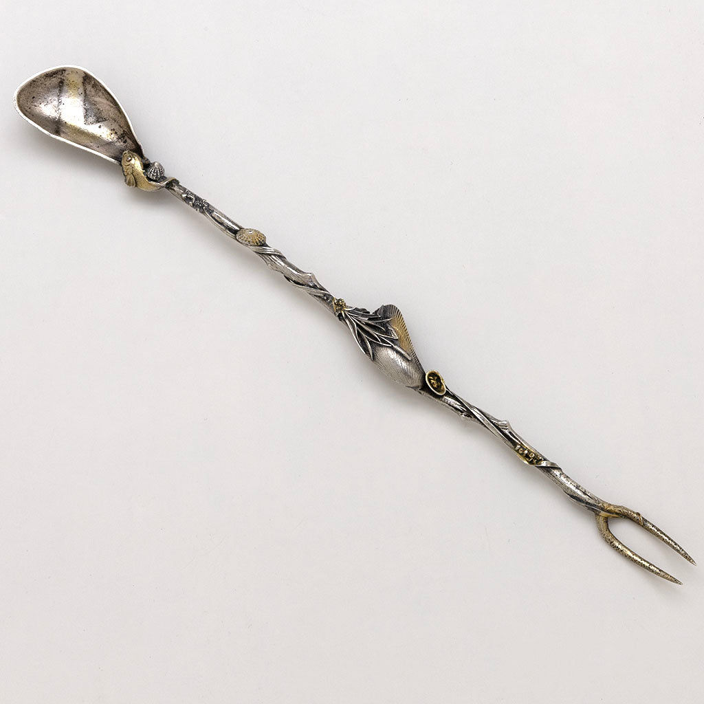 Gorham Antique Sterling Silver Nautical Olive Server, Providence, RI, c. 1880