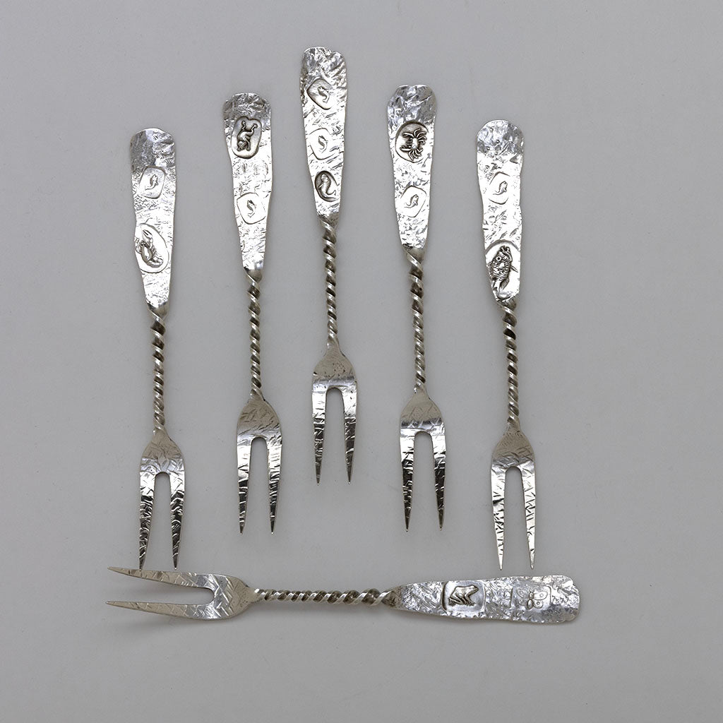Gorham Antique Sterling Silver Rare Hamburg Oyster Forks, Providence, RI, c. 1880