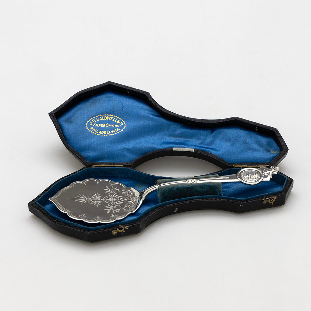 Boxed Gorham ‘Medallion Pattern Sterling Silver Buckwheat Pancake Server, Providence, RI, c. 1870