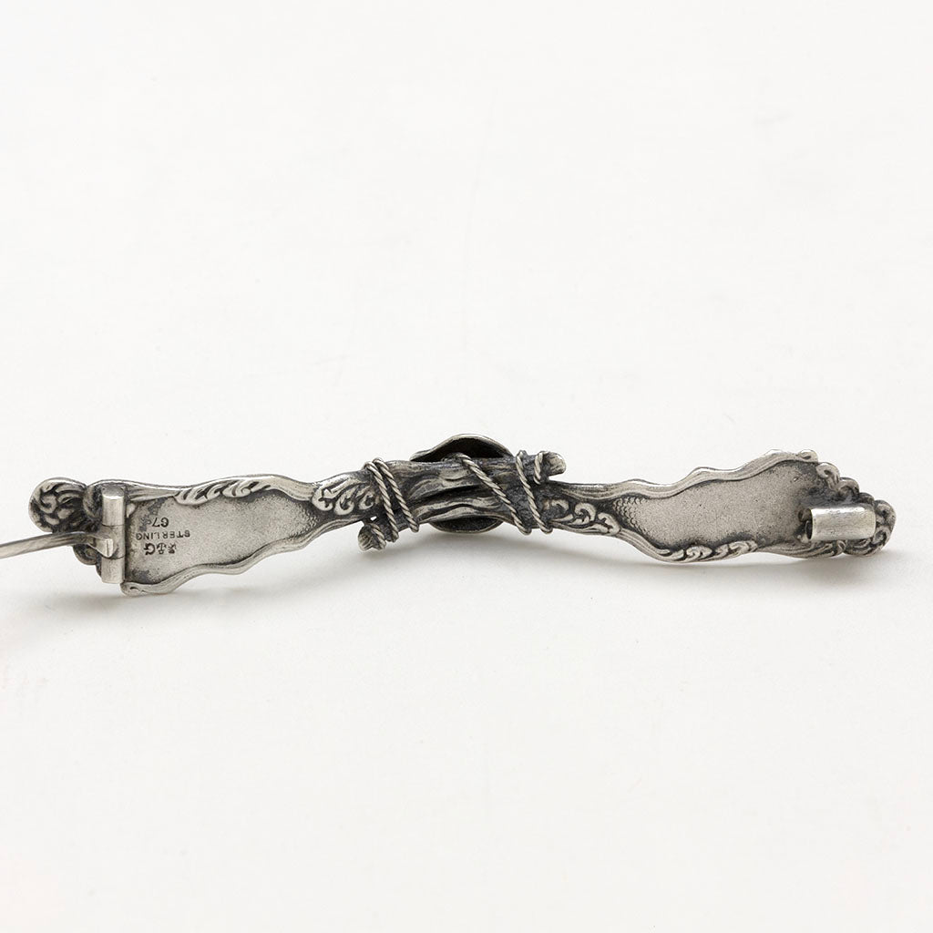 Back of Gorham Antique Sterling &#39;Hizen Pattern Shawl Pin, Providence, RI, c. 1880