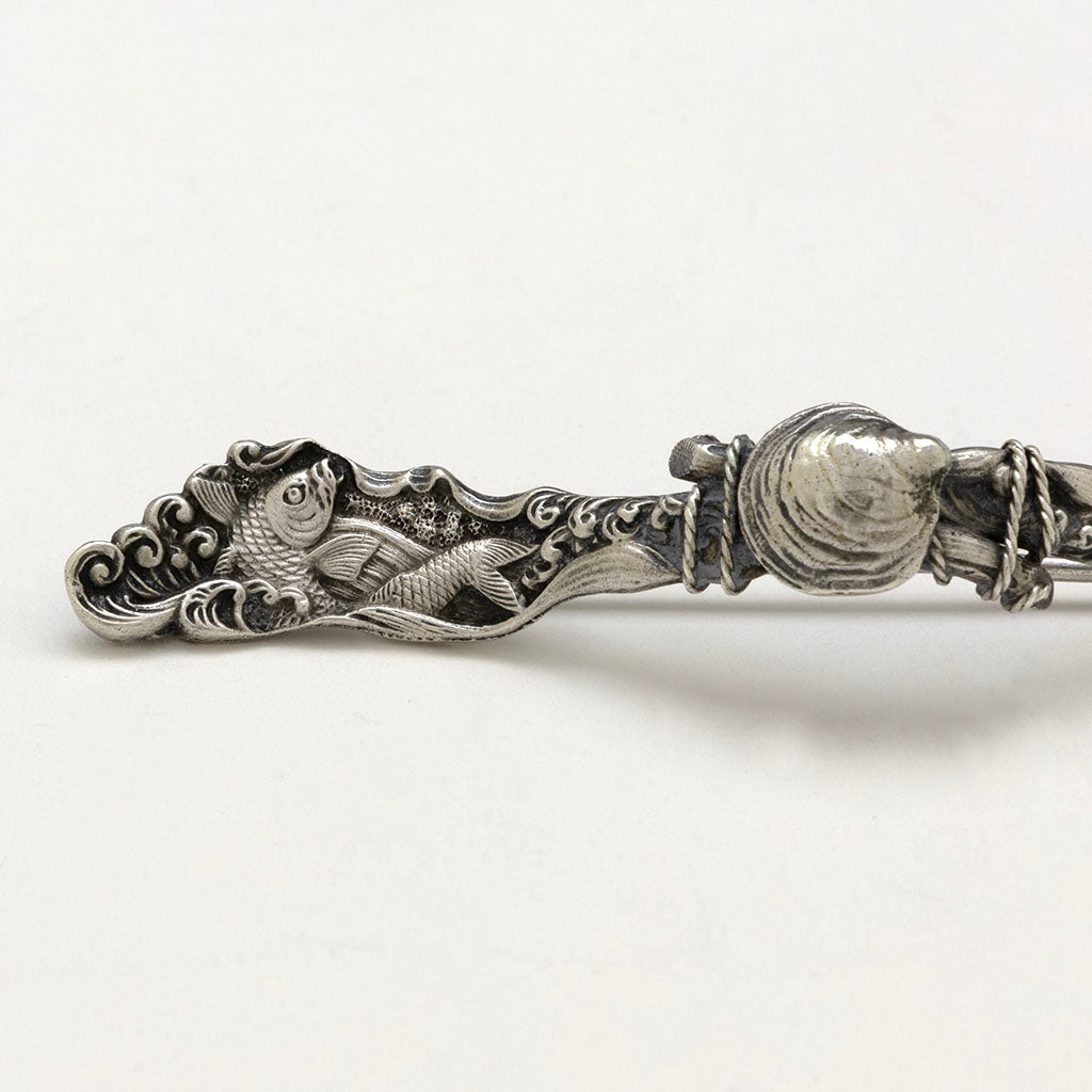 Detail of Gorham Antique Sterling &#39;Hizen Pattern Shawl Pin, Providence, RI, c. 1880