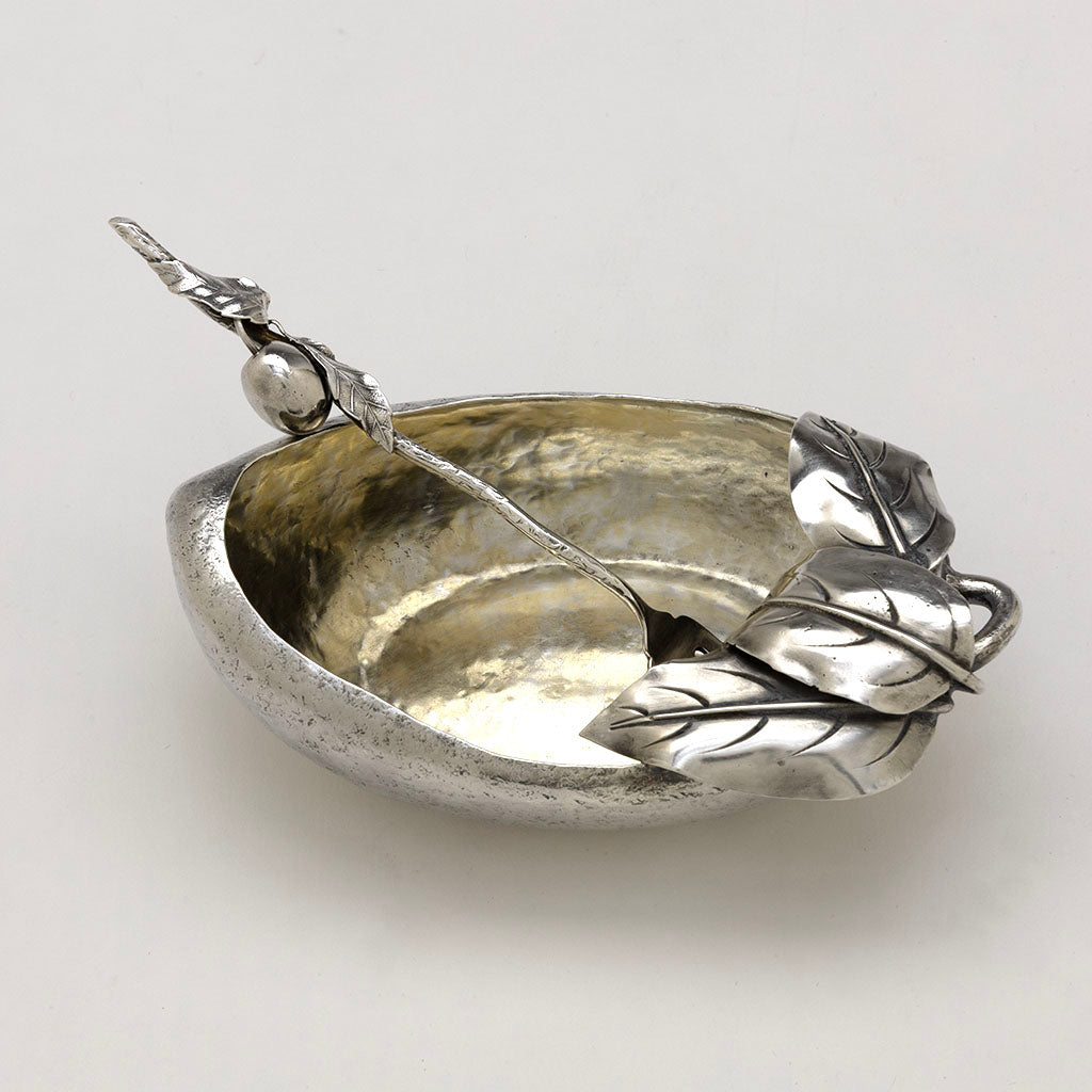 Interior of Gorham Antique Sterling Silver Olive Dish with Serving Fork, Providence, RI, 1891