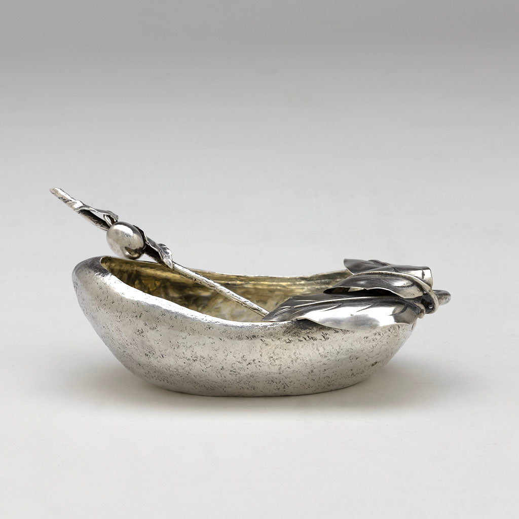 Gorham Antique Sterling Silver Olive Dish with Serving Fork, Providence, RI, 1891