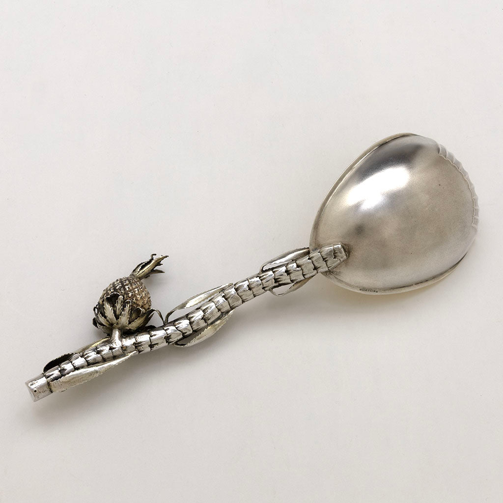 Back of American Antique Sterling Silver Figural Pineapple Serving Spoon, c. 1900