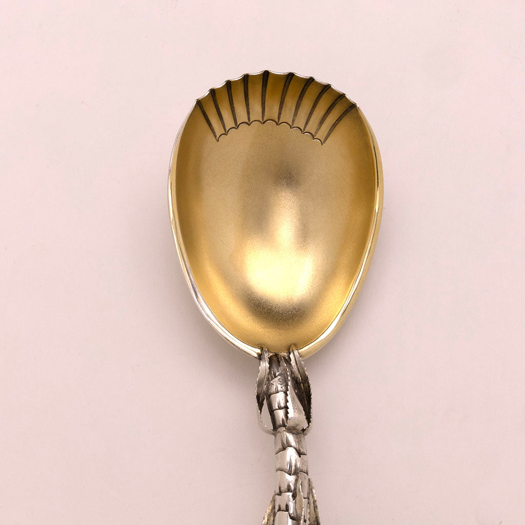 Bowl of American Antique Sterling Silver Figural Pineapple Serving Spoon, c. 1900