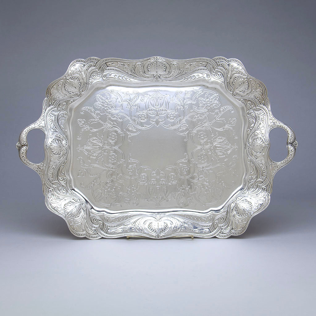 Gorham Antique Sterling Indo-Persian Style Silver Tray, Providence, RI, 1896