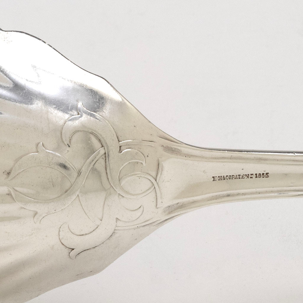 Hebbard mark on Henry Hebbard/ Tiffany &amp; Co. Antique Coin Silver 'Oriental' Pattern Platter Spoon, NYC, NY, c. 1855