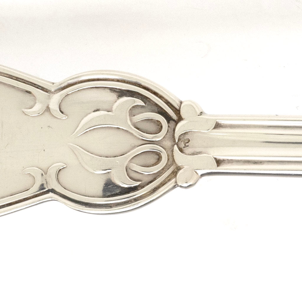 P mark on Henry Hebbard/ Tiffany &amp; Co. Antique Coin Silver 'Oriental' Pattern Platter Spoon, NYC, NY, c. 1855