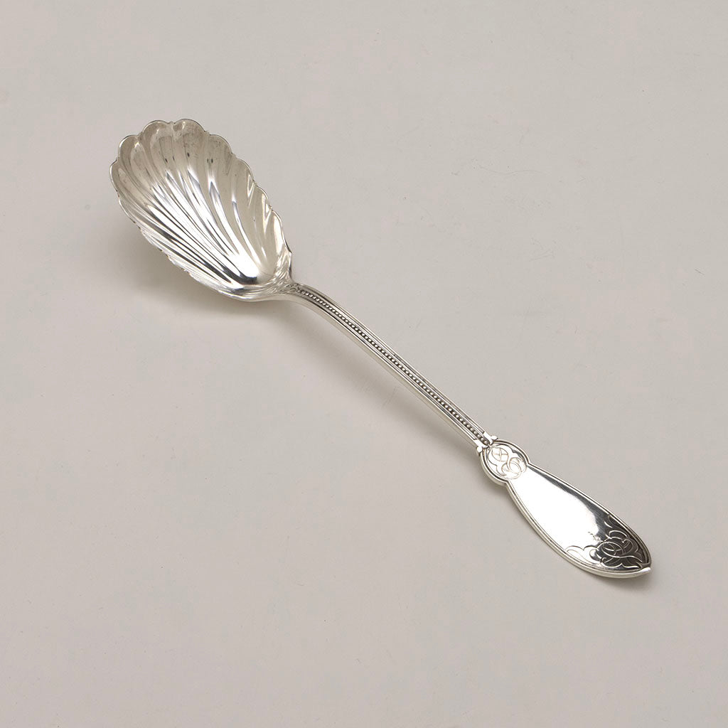 Henry Hebbard/ Tiffany & Co. Antique Coin Silver 'Oriental' Pattern Platter Spoon, NYC, NY, c. 1855