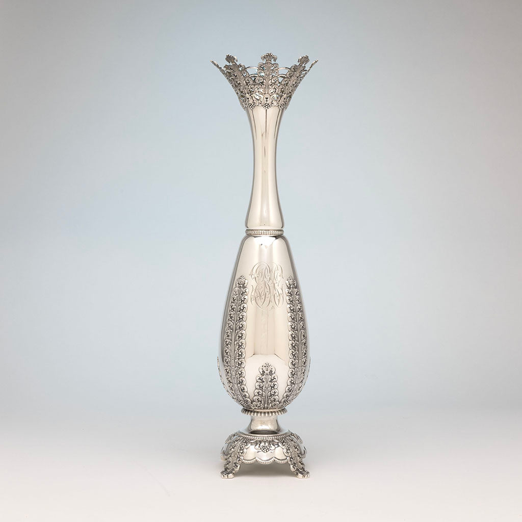 Tiffany &amp; Co Antique Sterling Silver Tall Vase, NYC, NY, c. 1895
