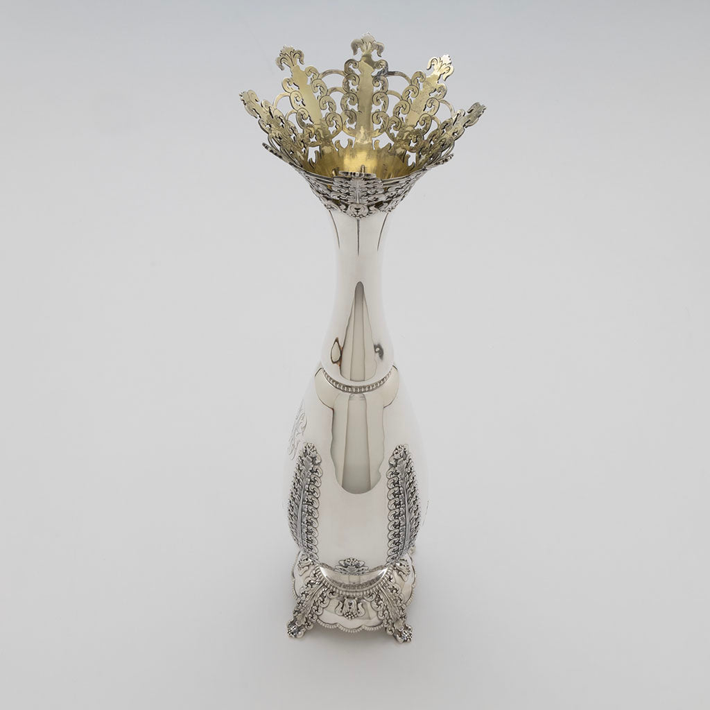 Tiffany & Co Antique Sterling Silver Tall Vase, NYC, NY, c