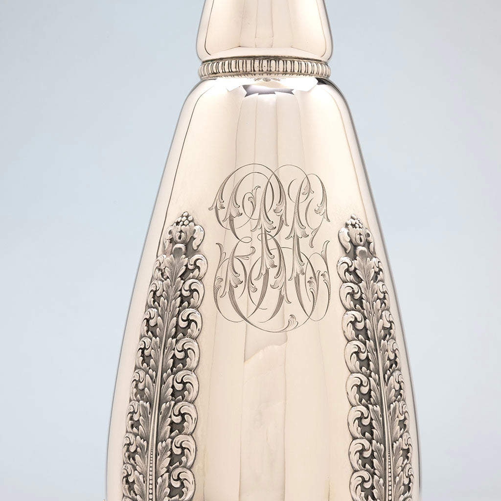 Monogram on Tiffany &amp; Co Antique Sterling Silver Tall Vase, NYC, NY, c. 1895