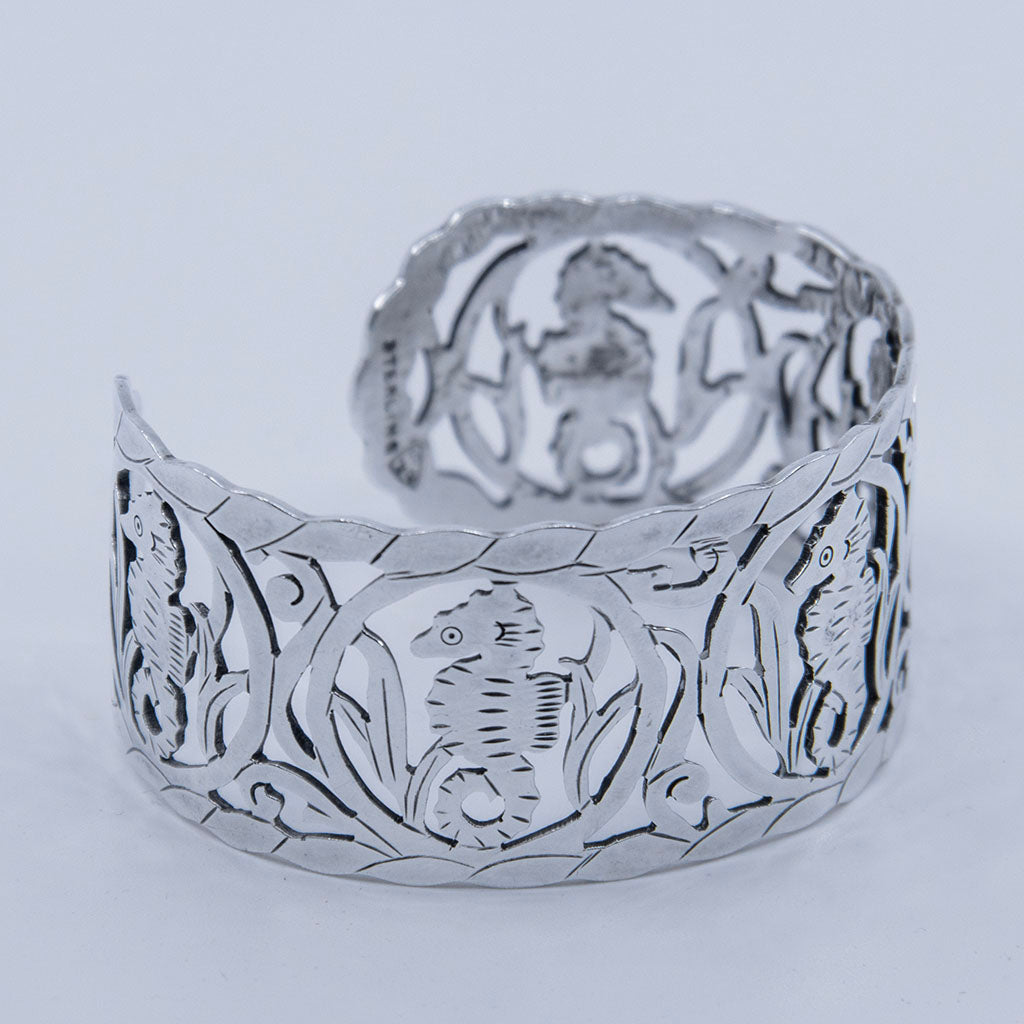Detail of Stavre Gregor Panis Arts &amp; Crafts Sterling Silver Seahorse Bracelet, Falmouth, MA, c. 1950s