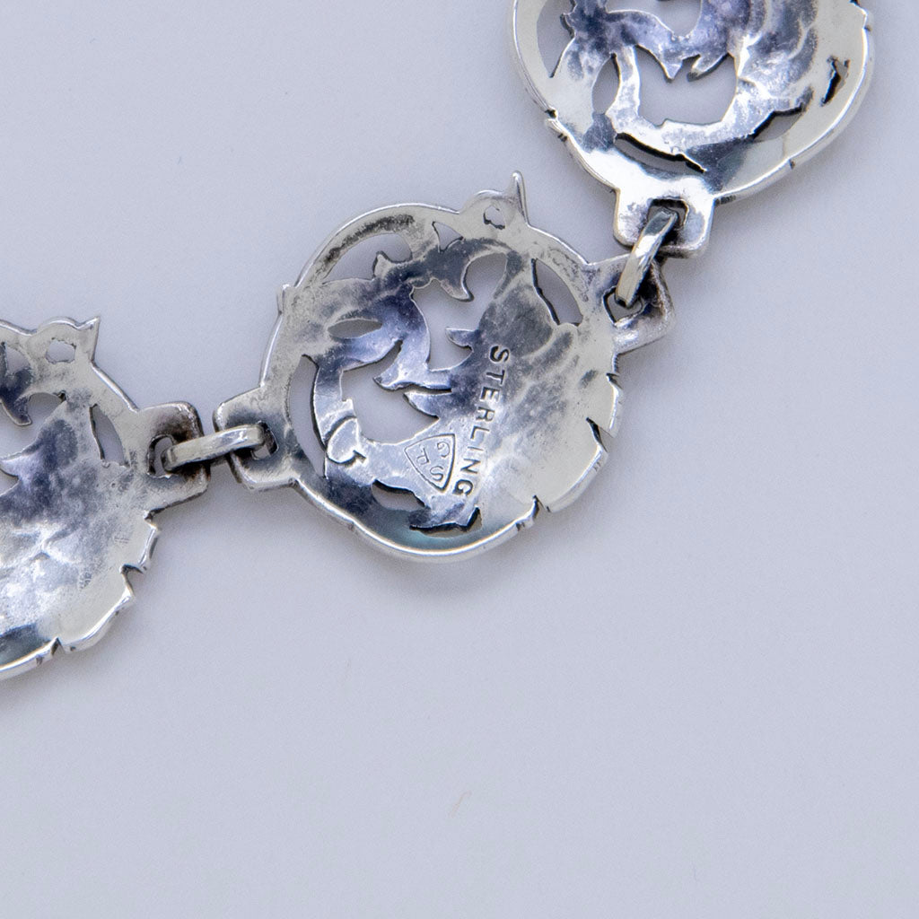 Marks on Stavre Gregor Panis Arts &amp; Crafts Sterling Silver Seahorse Bracelet, Falmouth, MA, c. 1930s