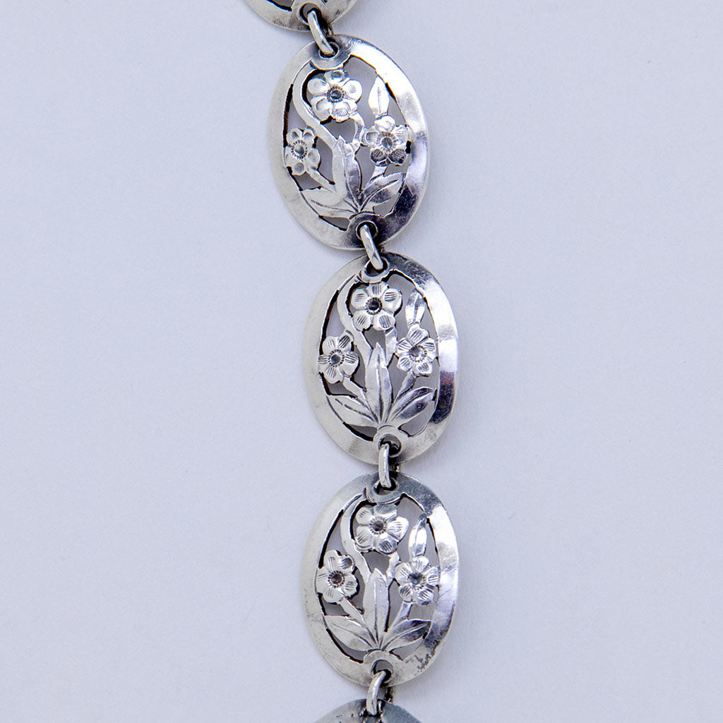 Detail of Gladys Panis Arts &amp; Crafts Sterling Silver Floral Bracelet, Falmouth, MA, c. 1950-80