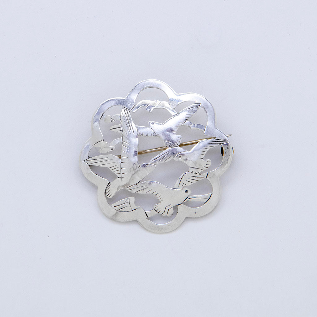 Stavre Gregor Panis Arts & Crafts Sterling Silver Seagull Brooch, Falmouth, MA, c. 1950s
