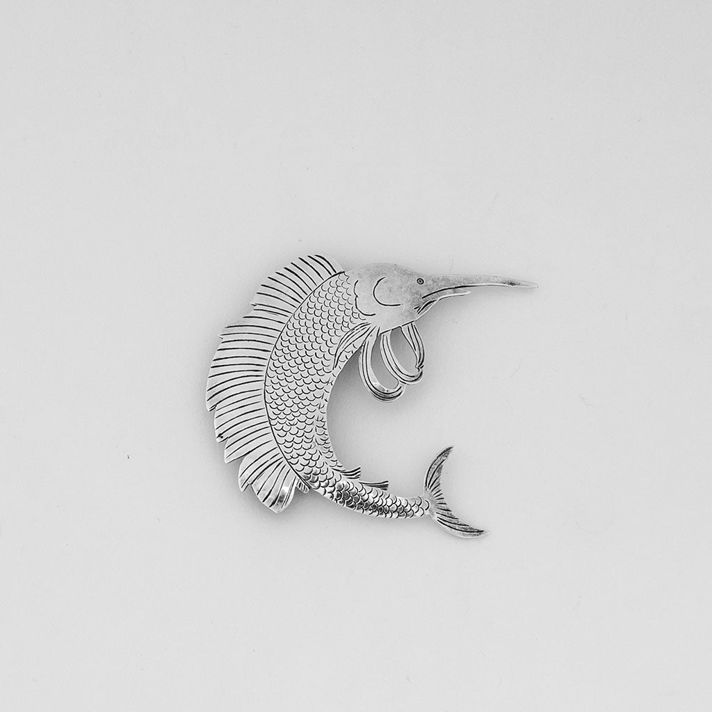 Gladys Panis Arts &amp; Crafts Sterling Silver Swordfish Brooch, Falmouth, MA, c. 1950s
