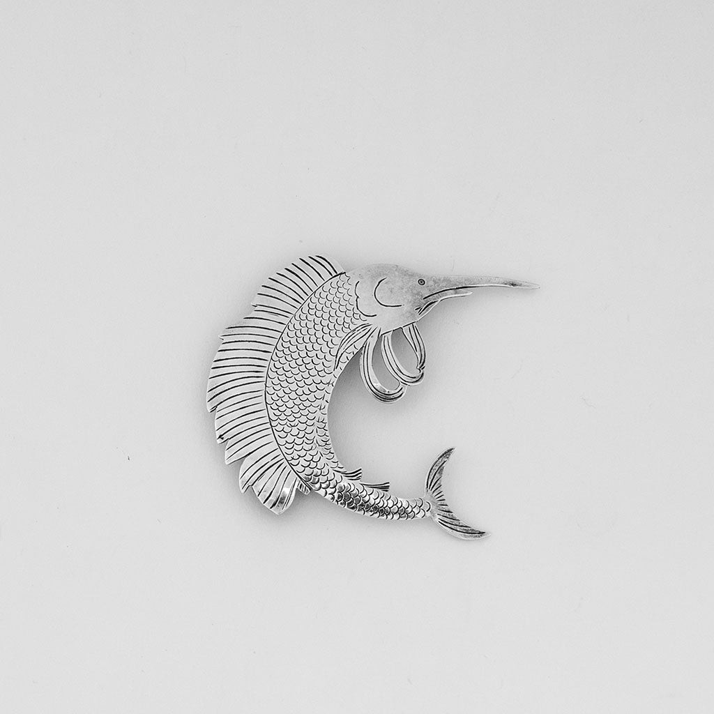 Gladys Panis Arts & Crafts Sterling Silver Swordfish Brooch, Falmouth, MA, c. 1950s