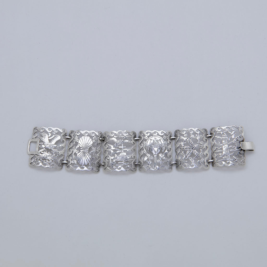 Stavre Gregor Panis Arts &amp; Crafts Sterling Silver Nautical Bracelet, Falmouth, MA, c. 1950s