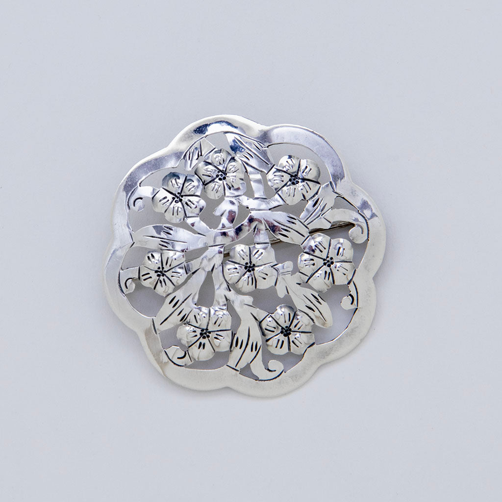 Stavre Gregor Panis Arts &amp; Crafts Sterling Silver Floral Brooch, Falmouth, MA, c. 1950s